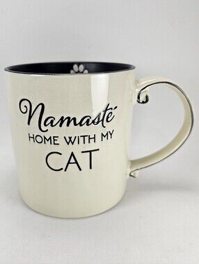 Wrought Studio "Namastay Home with My Cat" ceramic coffee mug